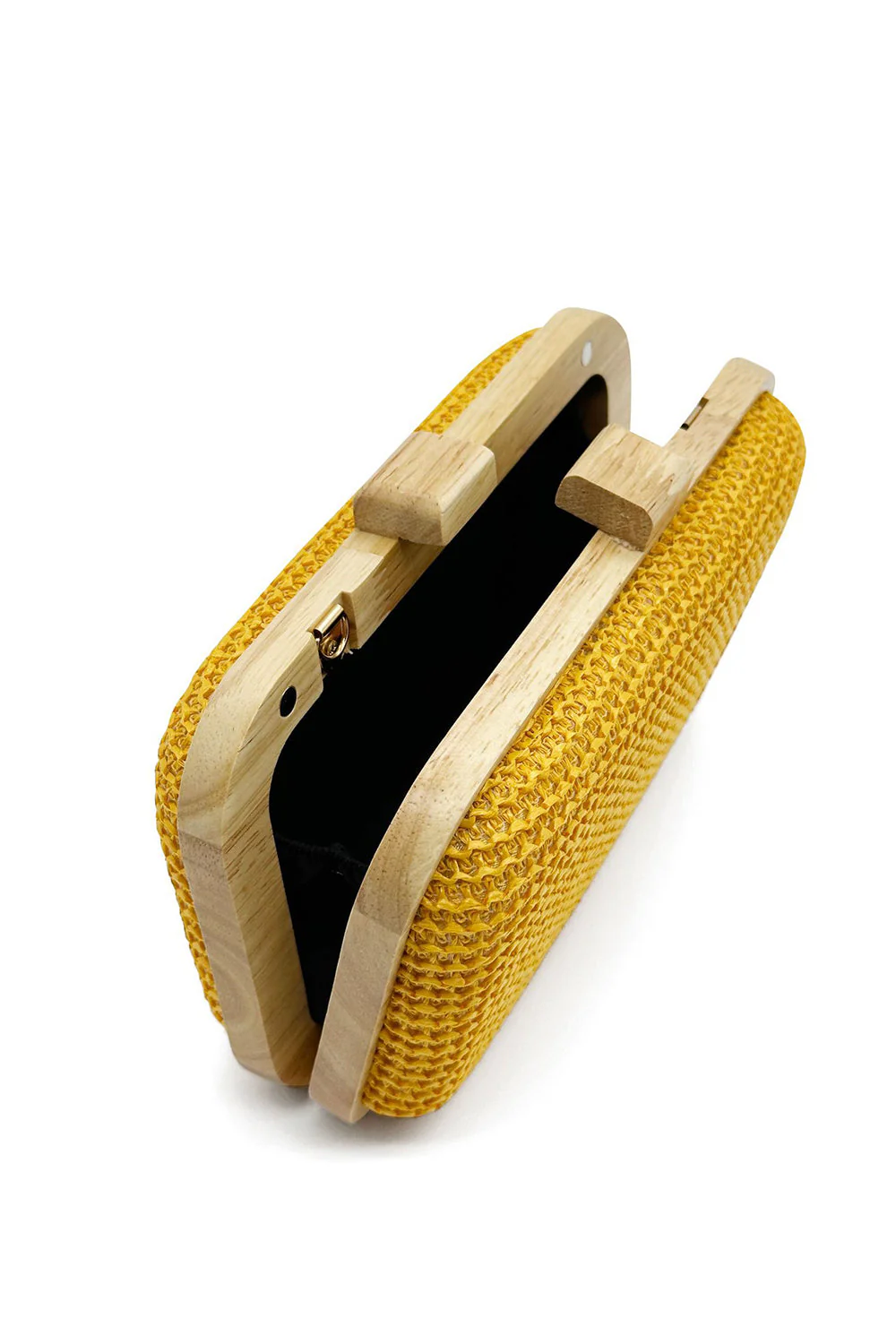 Yellow Handmade Wooden Clutch Bag - Image 3