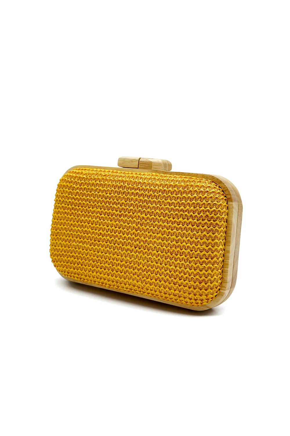 Yellow Handmade Wooden Clutch Bag - Image 6