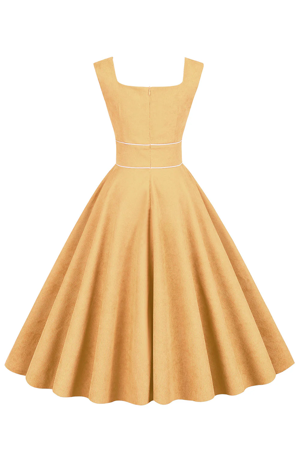 Yellow Square Neck 1950s Dress - Image 2