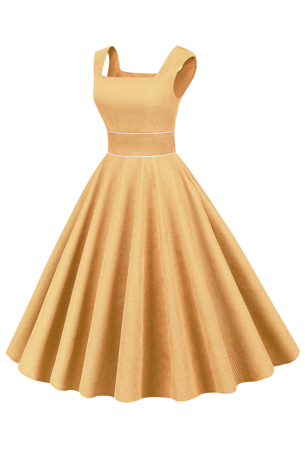 Yellow Square Neck 1950s Dress - Image 3